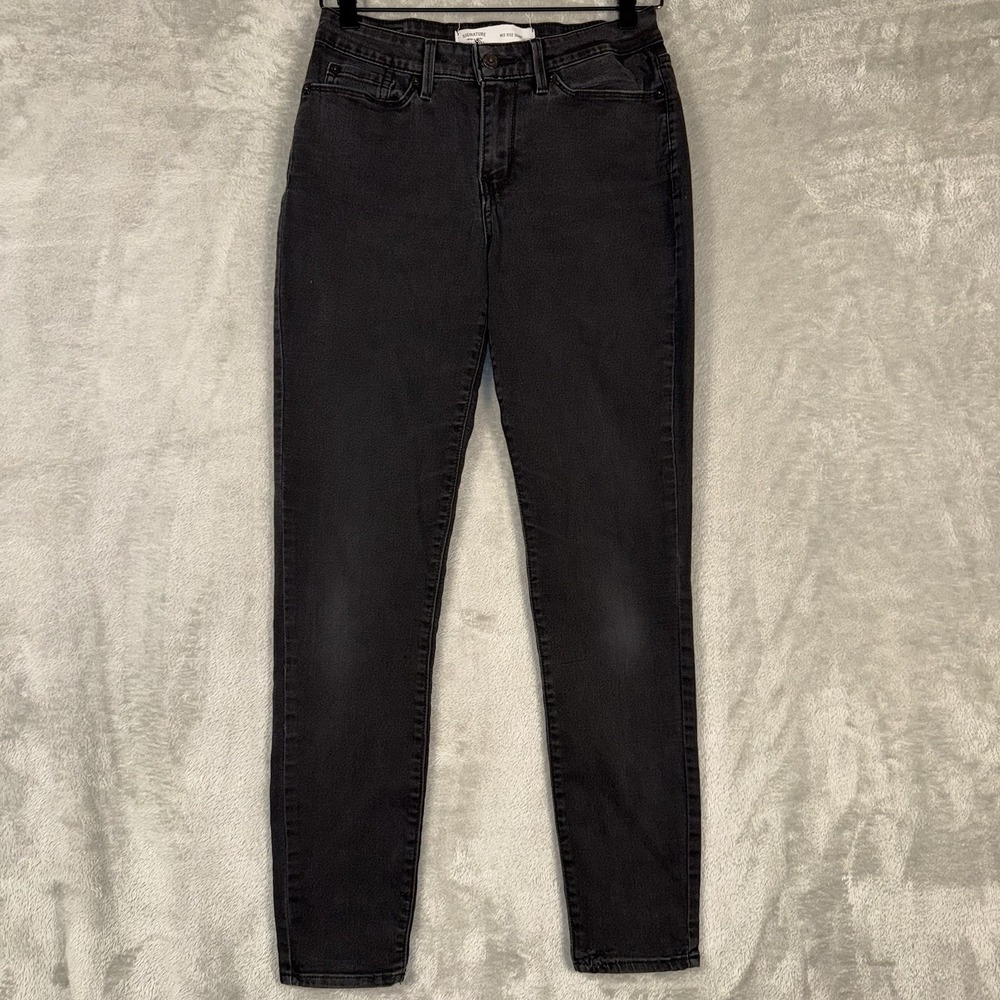 Levi's Strauss Signature Jeans Womens Size‎ 6 Black Skinny Leg Stretch 27x27